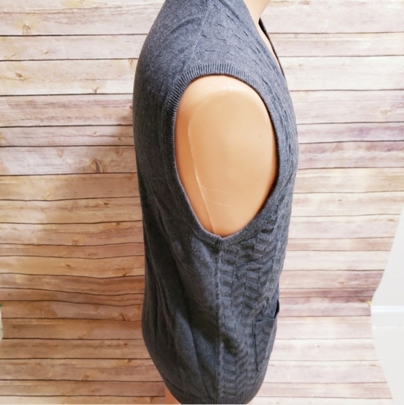 Tasso Elba Dark Gray Button Sweater Vest Men's Large L 100% Cotton Fall Winter - Picture 3 of 7